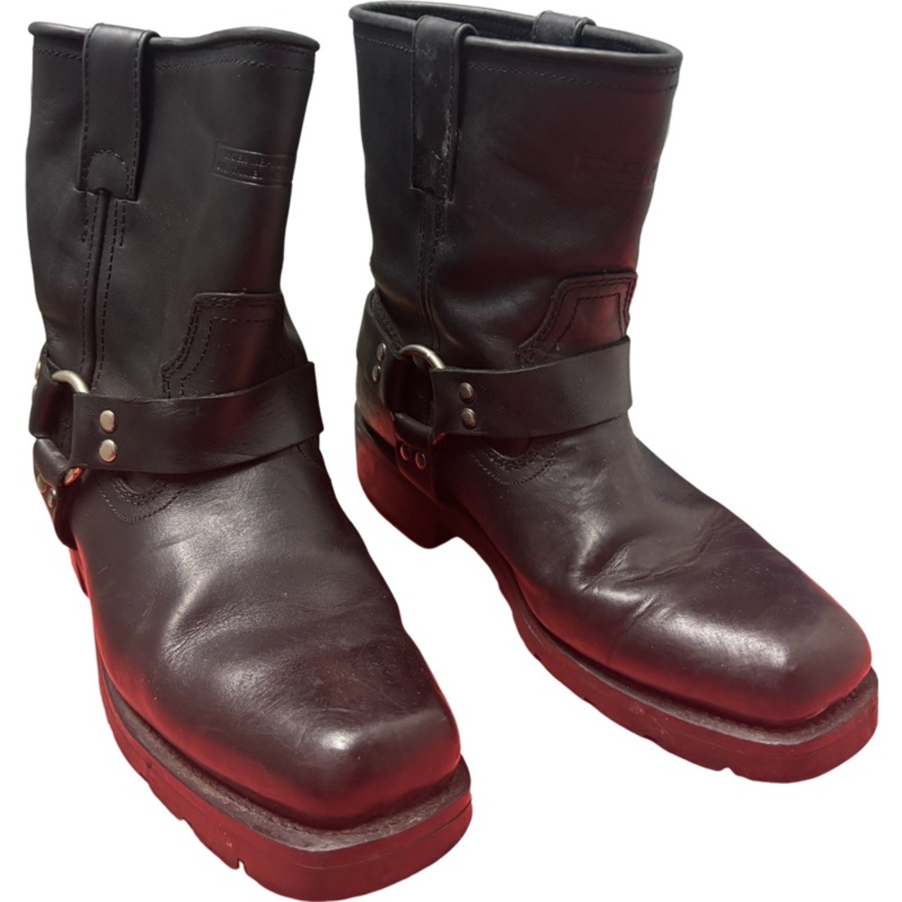 Xelement Black Leather Harness Motorcycle Boots 11 inches Tall Men's 12 Lu1436